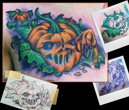 Tattoos - Jack o lantern pumpkin tattoo - 59491